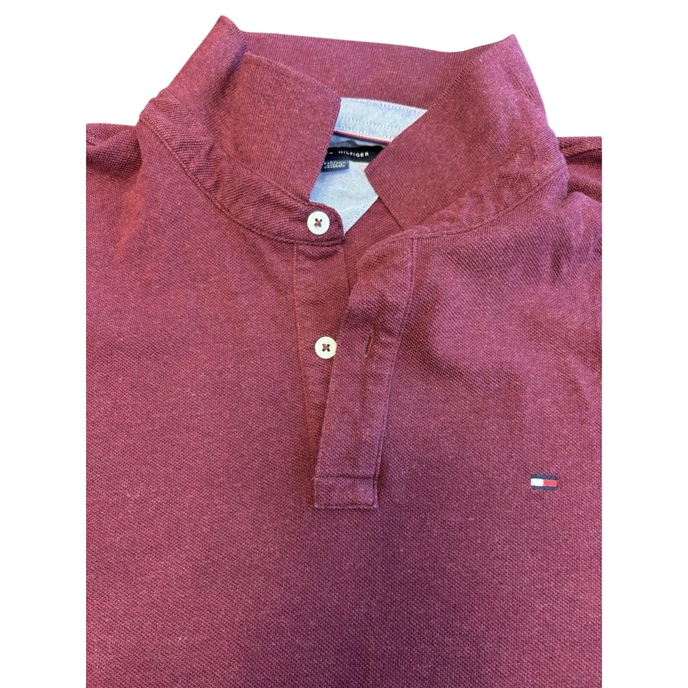 Tommy Hilfiger Polo Shirt Mens 2XL red Custom Fit Short Sleeve Casual Cotton